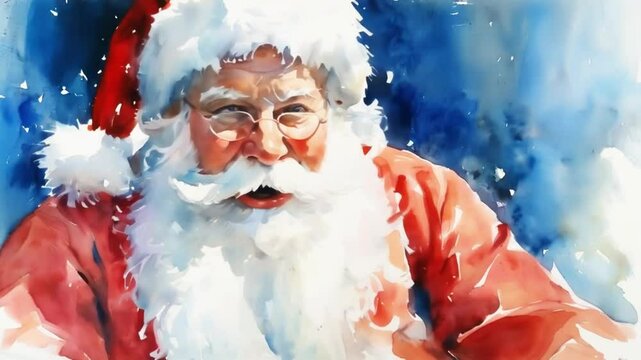 Watercolor Santa Claus, a festive holiday portrayal