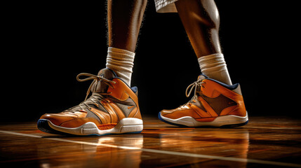 basketball on shoe player's feet., generative ai