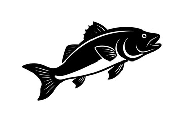 bass fish silhouette vector illustration on white background