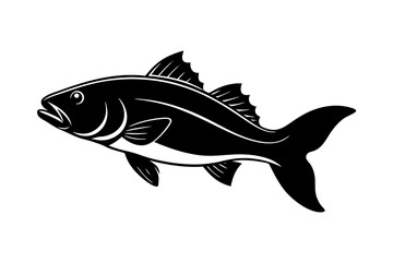 bass fish silhouette vector illustration on white background