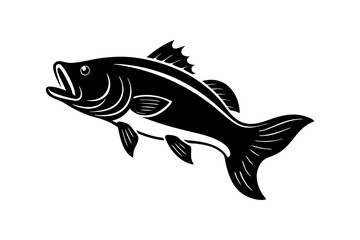 bass fish silhouette vector illustration on white background