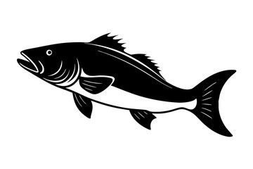 bass fish silhouette vector illustration on white background