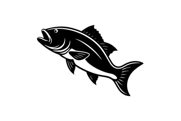 bass fish silhouette vector illustration on white background