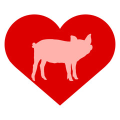 I Love Pigs pig heart piggy piglet Silhouette