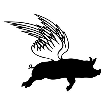 recommend clip art: When flying wings can make pigs fly funny saying