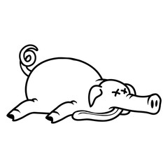 Unconscious dead pig barbecue food meat funny