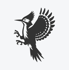 Majestic Woodpecker Silhouette, A Symbol of Nature's Resilience white background
