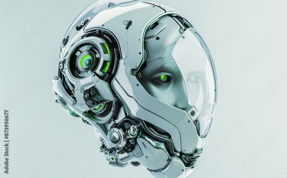 Poster 3d rendering of an armless robotic torso, a futuristic robot body part for replacement
