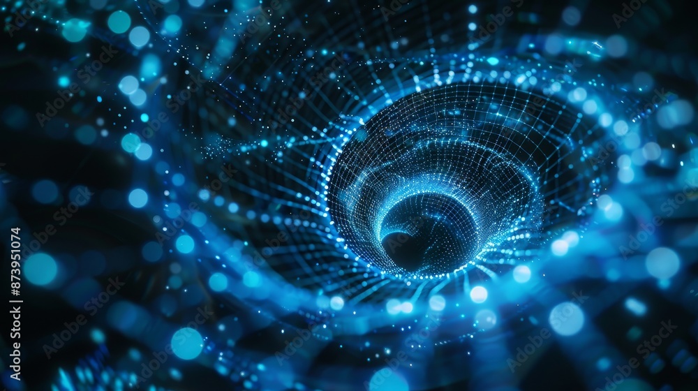 Poster using computer generated abstract fractals to create a time tunnel
