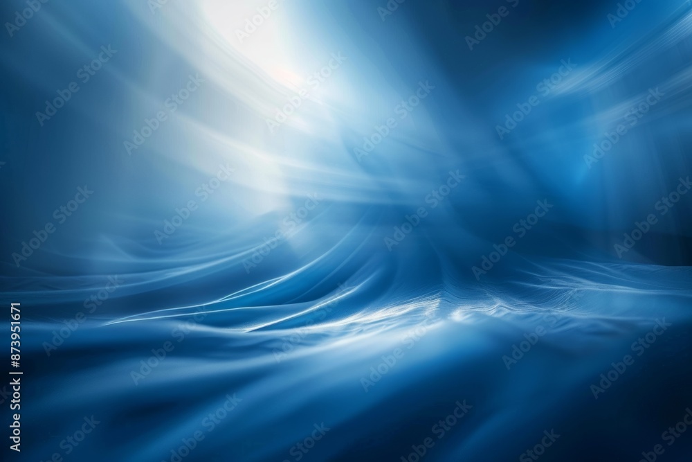 Poster in this abstract pattern, there are blue and black lines with a gradient of metal textures on the fl