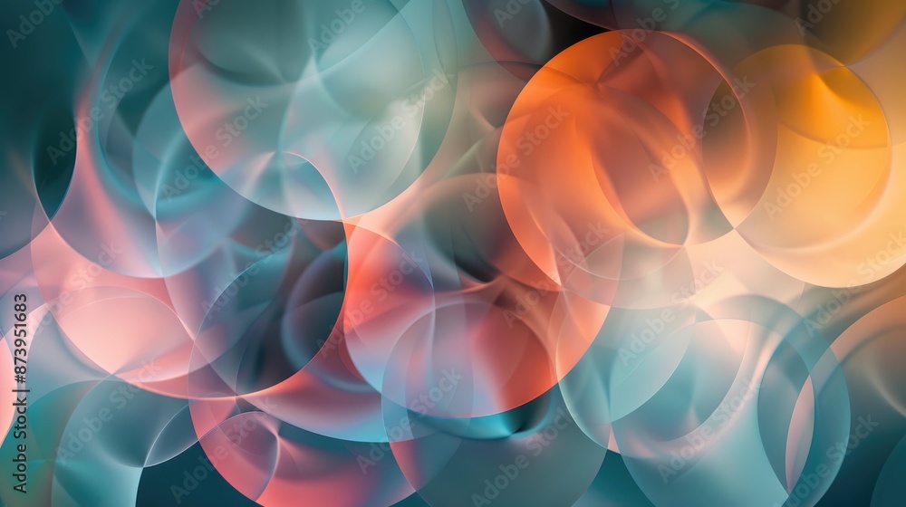 Poster geometric abstract design with blurred modern background gradient wave pattern and circle motif for 