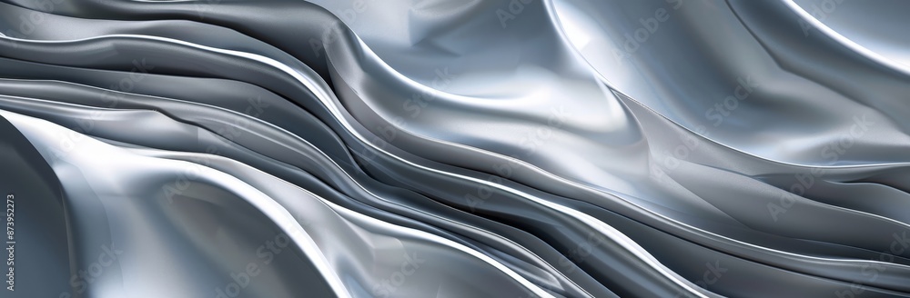 Poster silver wavy metallic abstract background. rendering in three dimensions.