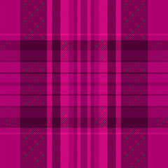 Screen fabric pattern tartan, printout check seamless background. Clan plaid texture vector textile in pink and dark colors.