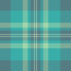 Furniture vector texture textile, card fabric plaid pattern. Overlay check background seamless tartan in cyan and teal colors.