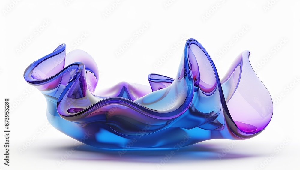 Poster rendering of 3d glass in the form of a wave. illustration of 3d rendering.