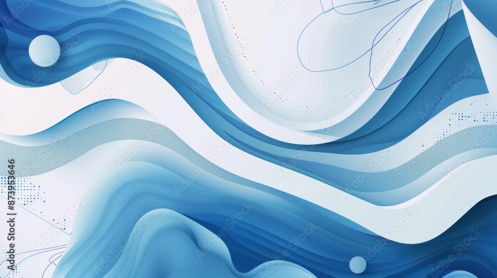 Aufkleber a blue abstract wave background with a white background. it is generated using ai.