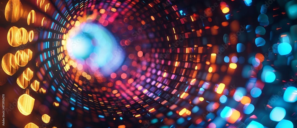 Poster a digital hi-tech concept with glowing particles of abstract technology
