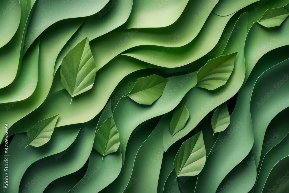 Poster the full frame consists of abstract futuristic waves in green color
