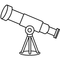 Telescope line art vector illustration design Isolated Coloring Page for Kids.