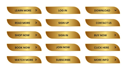 Web Buttons set. shining gold. Vector EPS 10