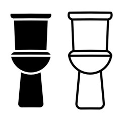 Toilet editable stroke outline icon isolated on white background flat vector illustration.