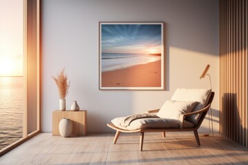 Furniture painting sunset beach.