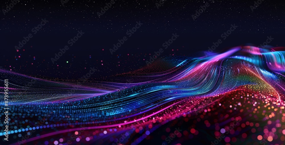 Poster the abstract dot point is connected to the gradient line with a wave line design, which is part of t