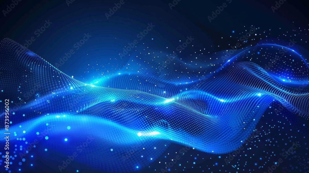 Poster luminous points and lines connect a futuristic abstract mesh. 3d rendering.