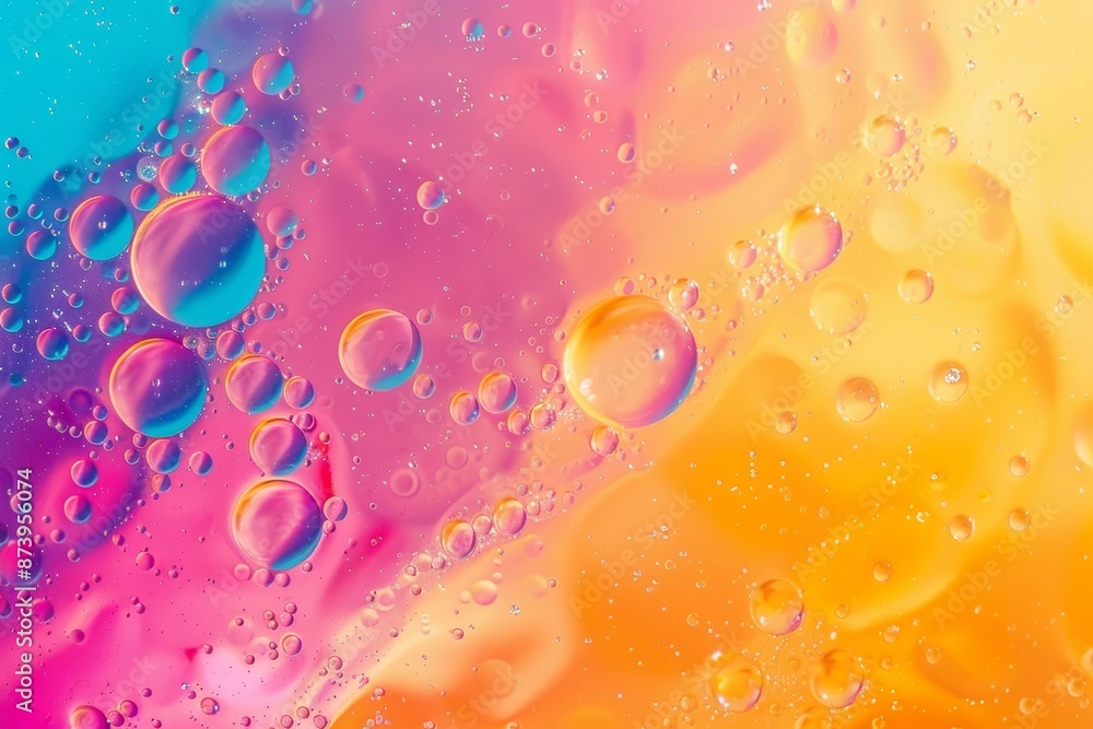 Poster the background is an abstract colorful image with a blurry rainbow texture and oil drops.