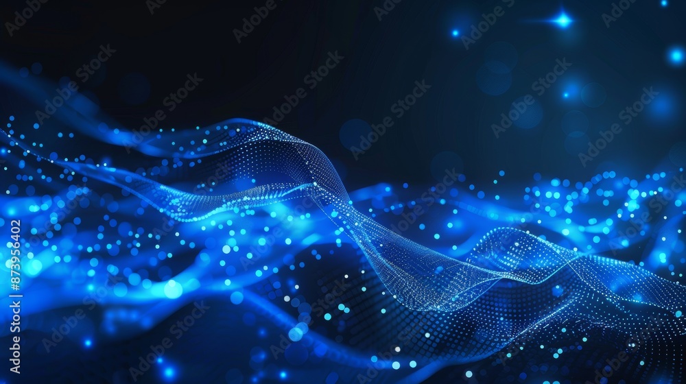 Poster UI element with an abstract beautiful particle grid background