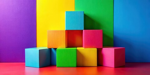 Bold and vibrant pop art still life composition featuring blocks of color, pop art, still life, composition