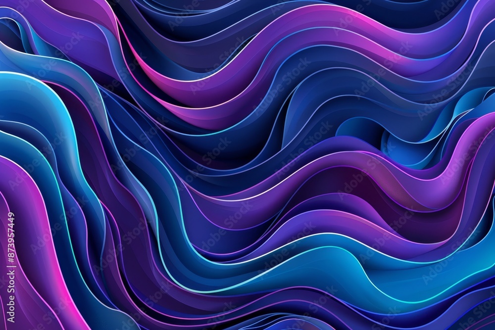 Poster background of futuristic cyber elements with neon led illumination. abstract flowing elements.