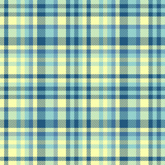 Intense plaid textile vector, victorian check background texture. Garment tartan pattern fabric seamless in cyan and lime colors.