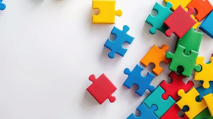 Obraz premium Space available with puzzle cubes on a white background