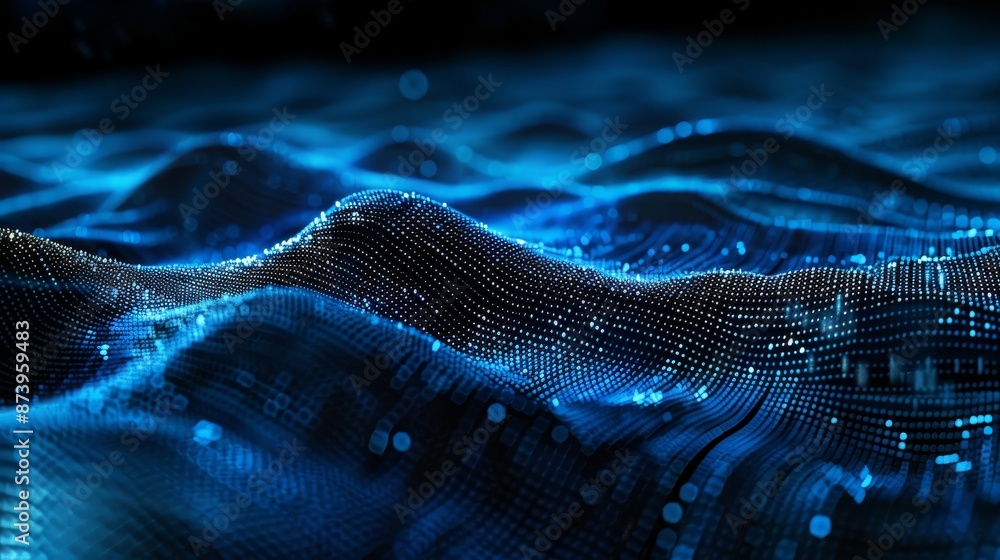 Fototapete graphite and gradient dots abstract digital technology background. the user interface is futuristic 