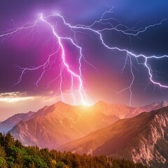 lightning in the mountains
