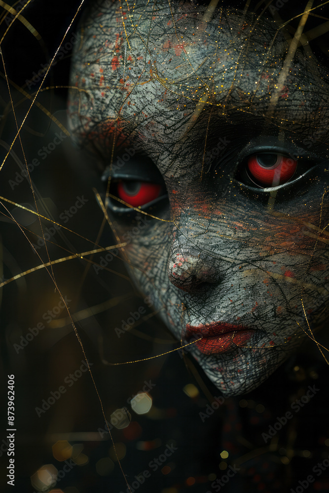 Poster close-up of a puppet controlled by abstract lines and shapes, symbolizing the connection between the
