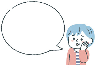 不安な女性と吹き出しのイラスト