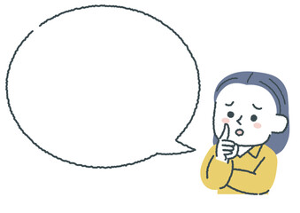 不安な女性と吹き出しのイラスト
