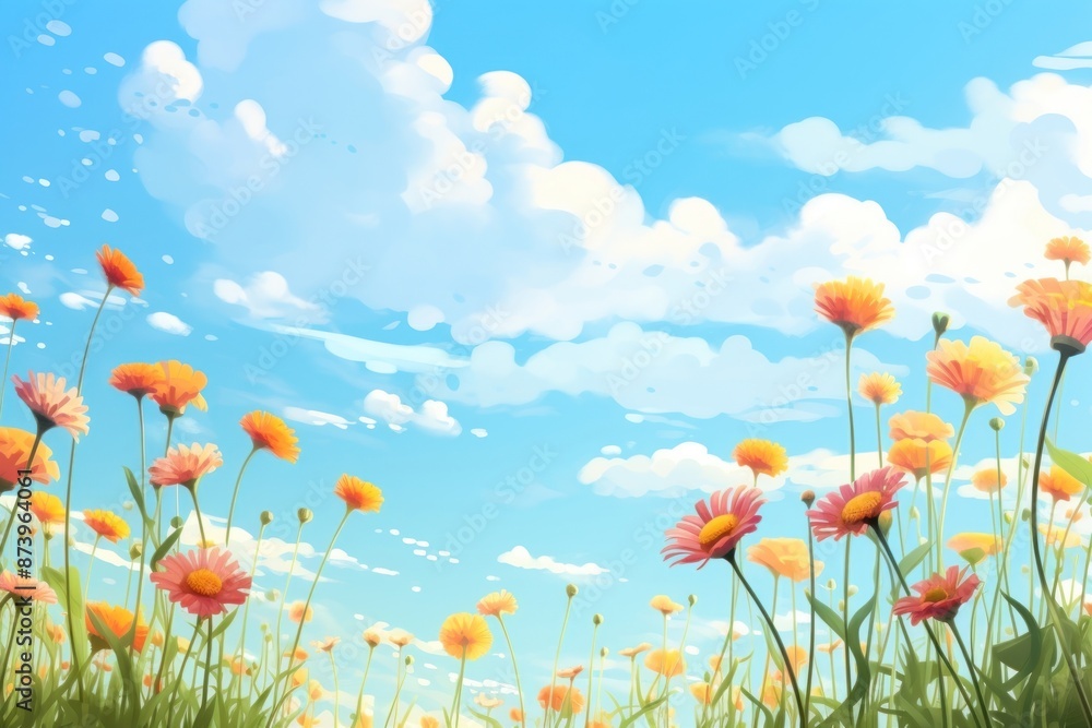 Sticker flower sky backgrounds grassland.