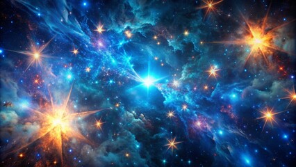 Obraz premium Mesmerizing abstract flight through vibrant stars and swirling blue nebulae in deep space, isolated on a black 4K 3D background.