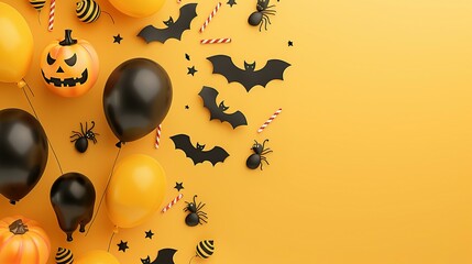 Fototapeta premium Halloween Party Decorations with Balloons and Bats