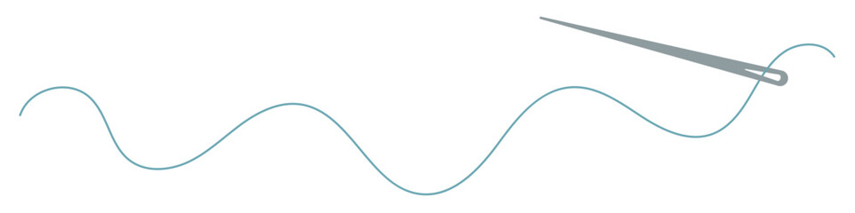 Embroidery needle and thread sticker, cartoon tailor craft decoration design, doodle dressmaking accessories element, hand drawn fashion tool object, vector embroidery supplies illustration,