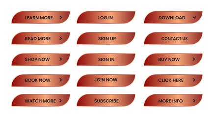 Web apps Buttons set. Red shiny reflected. Vector EPS 10
