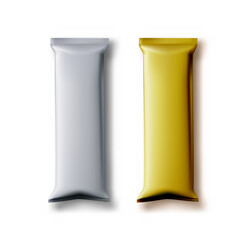 Blank Silver Candy Packs Mockup Isolated On White