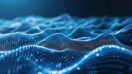 Data technology abstract global network wave of particles abstract background wavy surface consisting of points