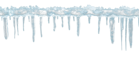Crystal clear icicle drips, isolated on transparent background