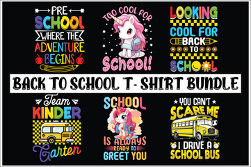 Back to school T-shir Bundle design template. back to school typography Bundle t-shirt. Kindergarten T-Shirt Design.