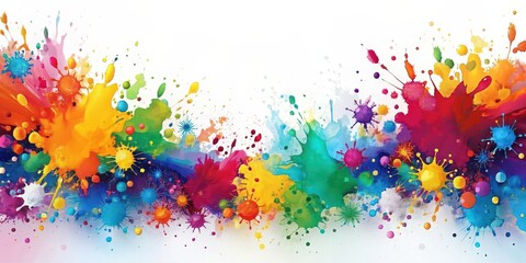 Fototapeta premium Abstract splatter background resembling colorful paint splashes on a white surface, splash, splatter, abstract