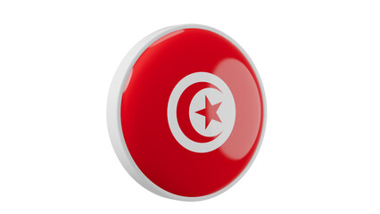 Tunisia Circle flag icon . Transparent backgound. 3d rendered with alpha channel. Round shape.